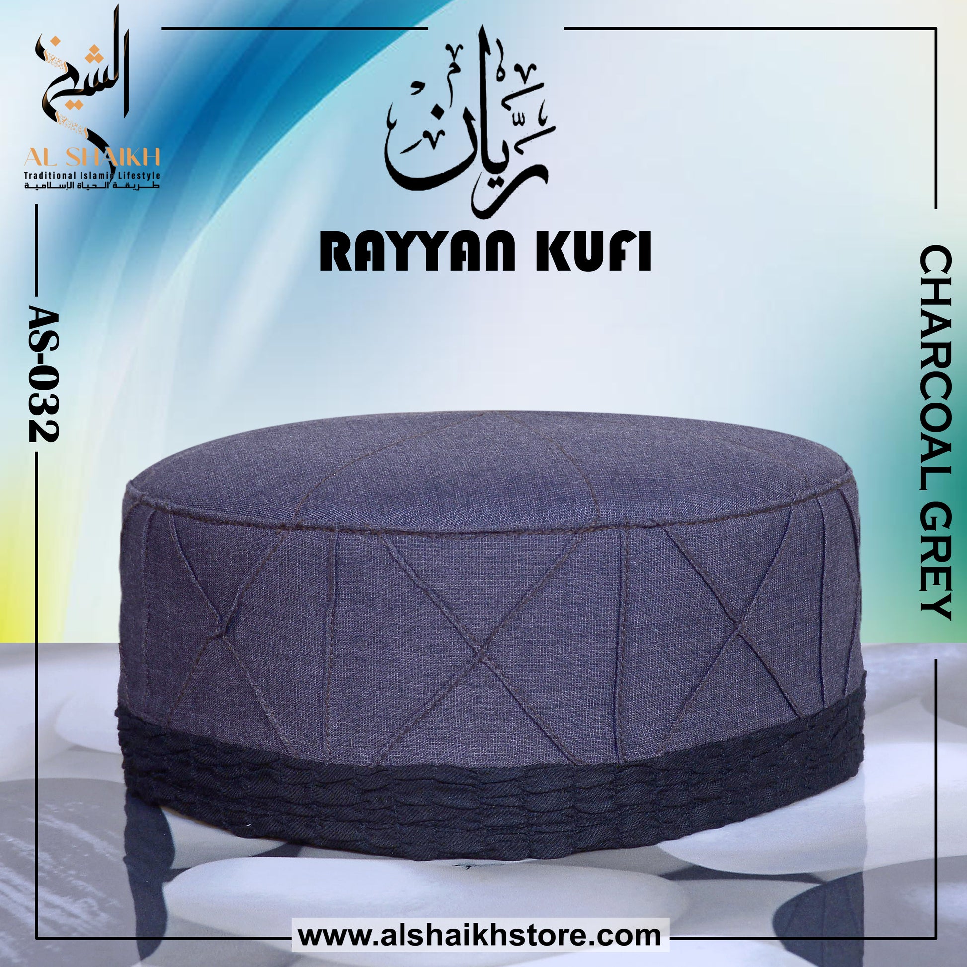 Charcoal Grey Color of Rayyan Kufi by Al Shaikh Traditional Islamic lifestyle